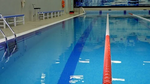 Professional swimmer jumps into the pool during training Stock-Footage 99181275