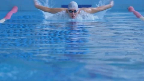 Professional Swimmer Performing Stock Footage 71847353