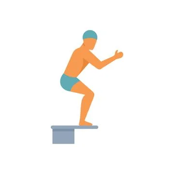 Professional swimmer preparing to jump from springboard in pool Stock Illustration