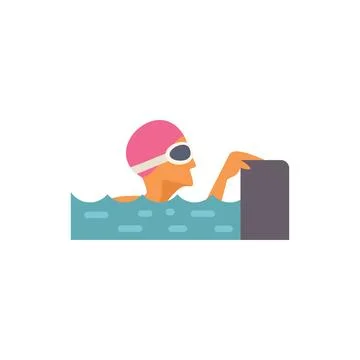 Professional swimmer taking a break at the edge of the pool Stock Illustration