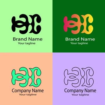 Professional Symmetrical Unity Unique Logo Design Stock Illustration