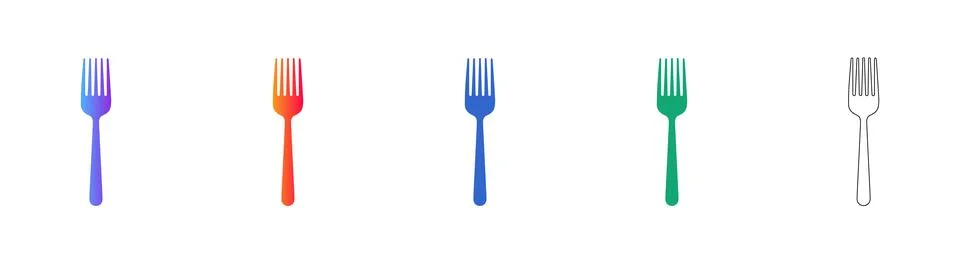 Professional Table Fork Culinary Icons Stock Illustration