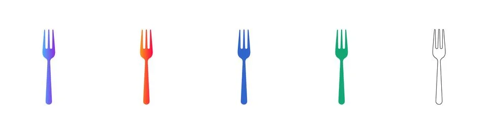 Professional Table Fork Cutlery Icon Set Illustration