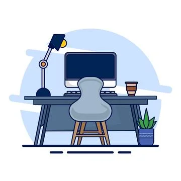 Professional Table Setting Concept with Desktop イラスト素材