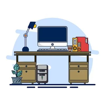 Professional Table Setting Concept with Desktop イラスト素材