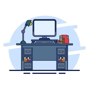 Professional Table Setting Concept with Desktop イラスト素材