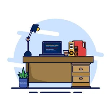 Professional Table Setting Concept with Desktop Illustrazione stock