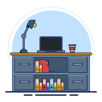 Professional Table Setting Concept with Desktop Illustrazione stock