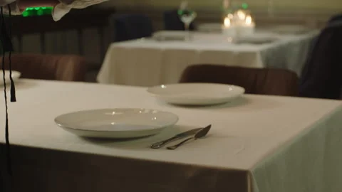 Professional Table-setting in a restaurant Stock Footage 283027357