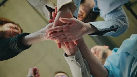 Professional team collaborates with unity, commitment, dedication toward shared Stock Footage 279880868