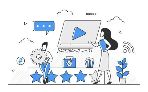 Professional team creating engaging video content Stock Illustration