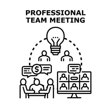 Professional team meeting generating creative business ideas Stock Illustration