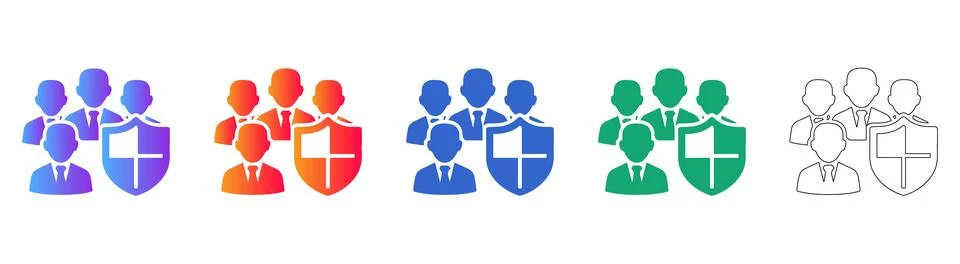 Professional Team Security Icons Set 스톡 일러스트