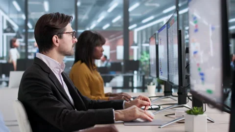 Professional Team Using Kanban Software For Business Event Management Stock Footage 330584135