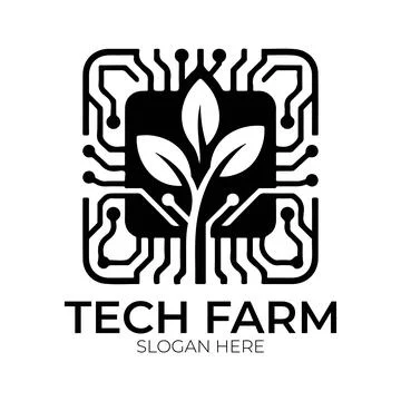 Professional Tech Farm Logo Design with Circuit Board Leaf and Nodes Stock Illustration