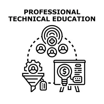 Professional technical education concept training employees developing skills Stock Illustration