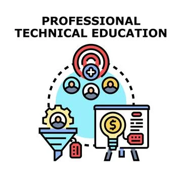 Professional technical education concept training employees developing skills Stock Illustration
