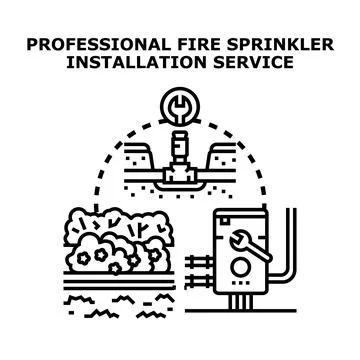 Professional technician installing fire protection water irrigation system Stock Illustration