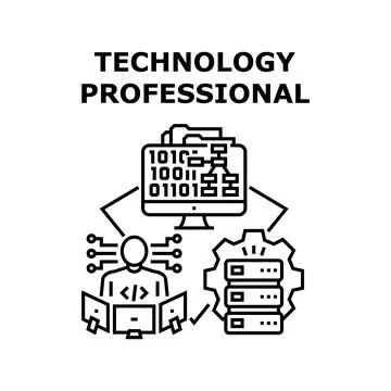 Professional Technology Vector Black Illustration Stock Illustration