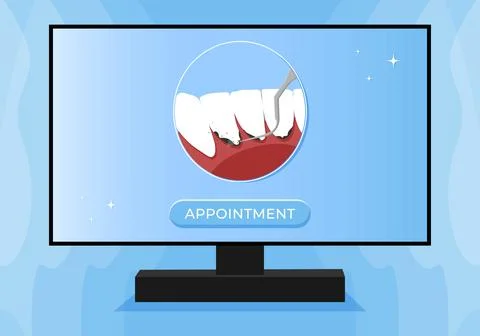 Professional teeth cleaning vector illustration. Book an appointment Stock Illustration