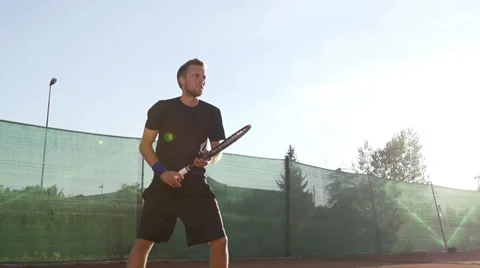 Professional Tennis Player Hitting The Ball With Forehand Stroke Stock Footage 34474058