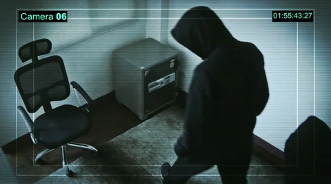 Professional thieves in masks opened a safe hit on CCTV recording Vidéo 61779465