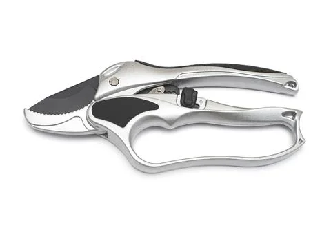 Professional titanium secateurs for garden work isolated on white background Stock Photos