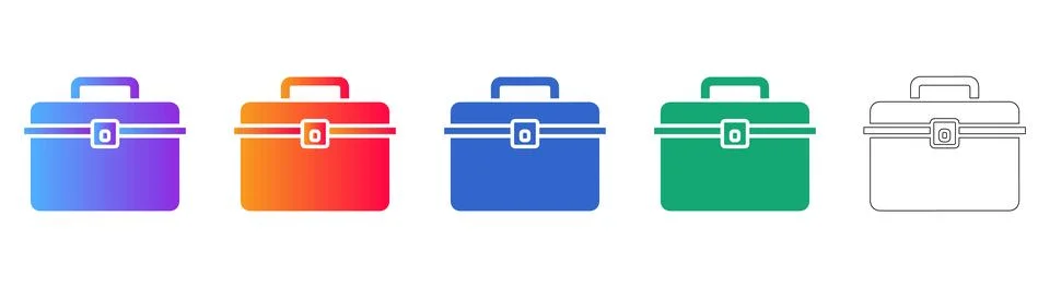 Professional Tool Case Icon Collection Stock Illustration