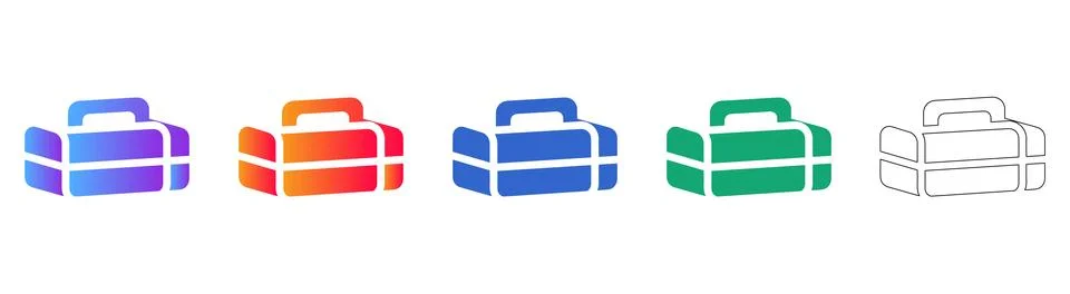 Professional Tool Case Icon Set 库存插图