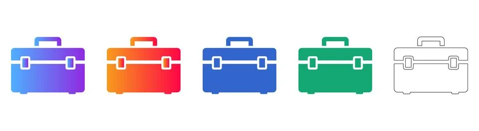 Professional Tool Case Vector Icon Set 库存插图