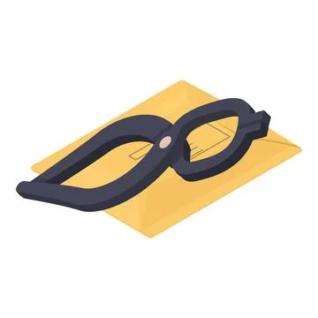 Professional tool icon isometric vector. Metal smith tongs and paper envelope Illustrazione stock