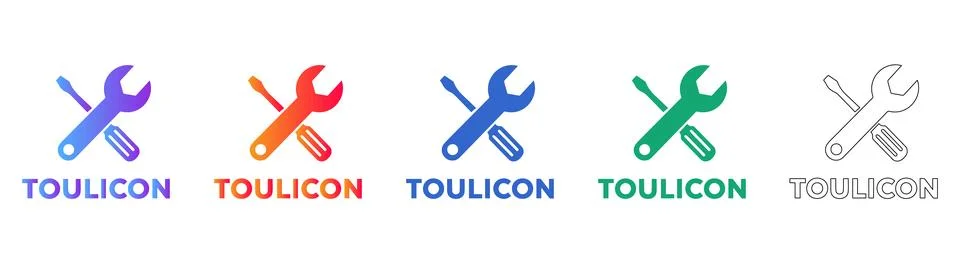 Professional Tool Icon Set with Wrench and Screwdriver Stock Illustration