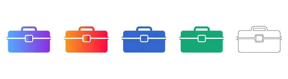 Professional Toolbox Icon Set Stock Illustration