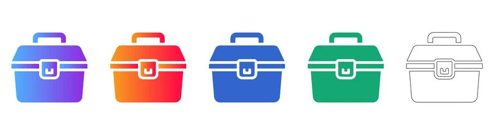 Professional Toolbox Icon Set for Maintenance Illustrazione stock