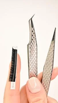 Professional tools and accessories for safe and precise lash application work Stock Photos