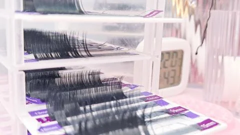 Professional tools and accessories for safe and precise lash application work Stock Photos