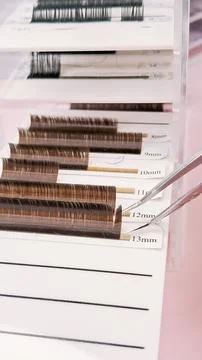 Professional tools and accessories for safe and precise lash application work Stock Photos