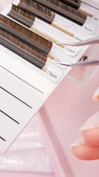 Professional tools and accessories for safe and precise lash application work Stock Photos