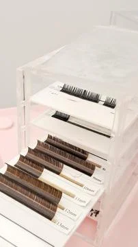 Professional tools and accessories for safe and precise lash application work Stock Photos