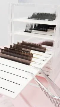 Professional tools and accessories for safe and precise lash application work Stock Photos
