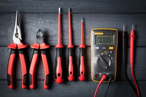 Professional tools for electrician Foto stock