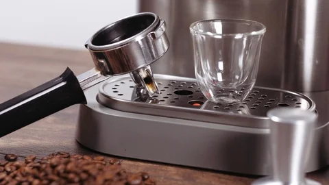 Professional tools for making coffee. Preparing espresso items set for barista. Stock Footage 112679997