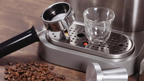 Professional tools for making coffee. Preparing espresso items set for barista. Stock Footage 112680098