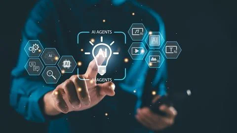 Professional touches AI interface artificial intelligence innovation automa.. Stock Photos