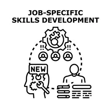 Professional training developing new job skills and knowledge Ilustração Stock