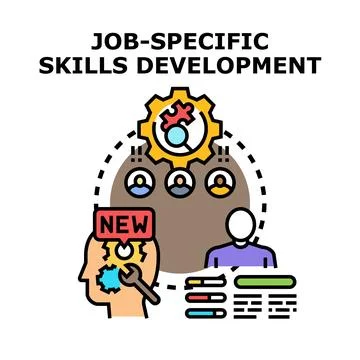 Professional training developing new job skills and knowledge Illustrazione stock