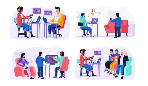 Professional training, education, video tutorial, online business courses イラスト素材