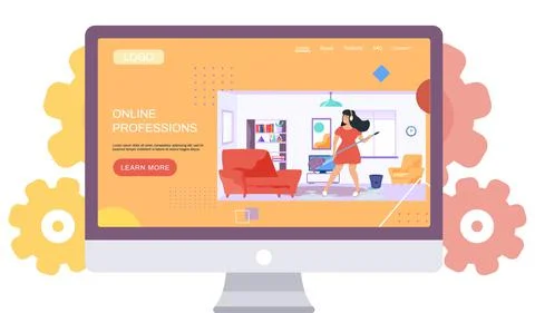 Professional training, education, video tutorial, online professions landing Illustrazione stock