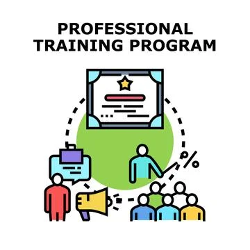 Professional training program developing skills and certifying competence Ilustración de archivo