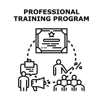 Professional training program developing skills and certifying competence Stock-Illustration